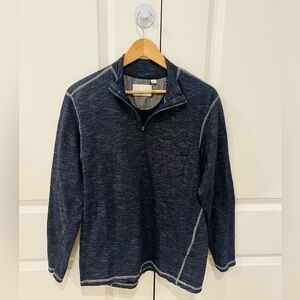 Paper Denim & Cloth men’s medium navy blue 1/4 Zip-Up long sleeve shirt
